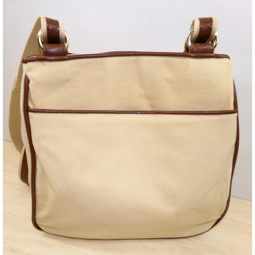 Etienne Aigner Canvas & Leather Handbag Purse Tan Brown Shoulder Bag